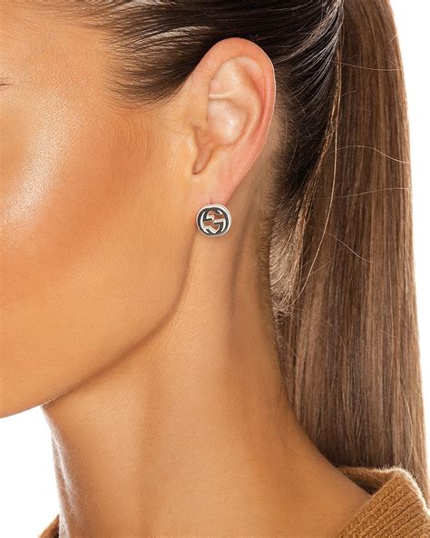 gucci sterling silver interlocking stud earrings|Gucci multi stone earrings.